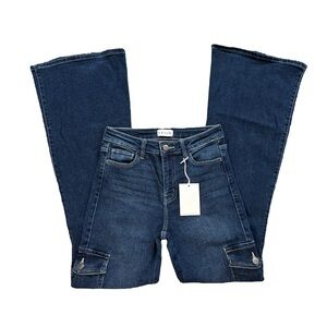 BNWT Cello high rise dark wash flare bootcut jeans with cargo pocket